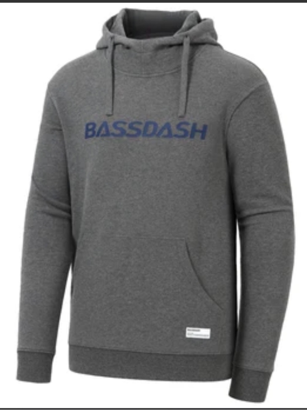 Men's BASSDASH Charcoal Cotton Hoodie with Navy Logo